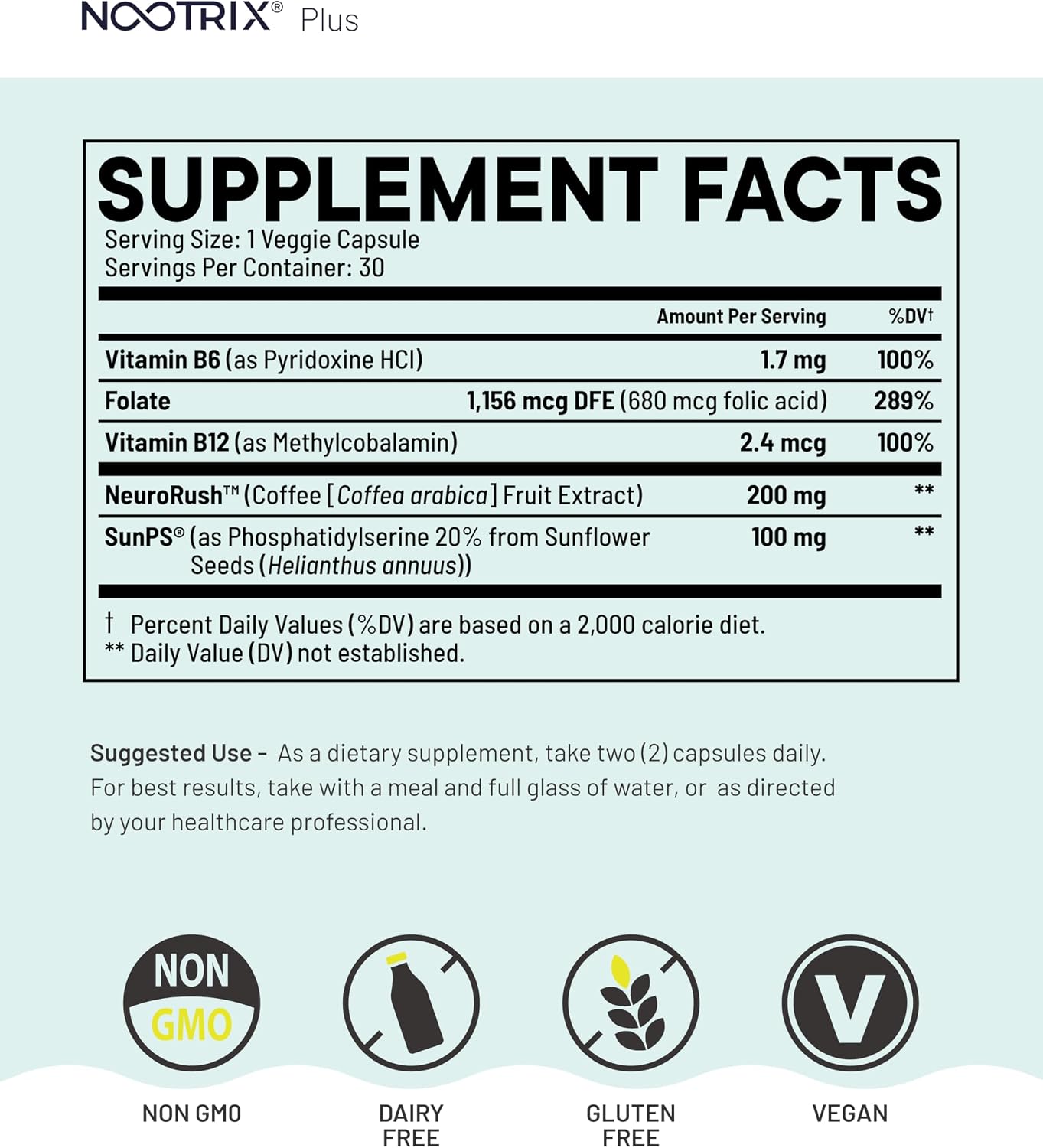 Nootrix Brain Plus - Suplemento Nootrópico con Vitaminas B (30 Cápsulas)