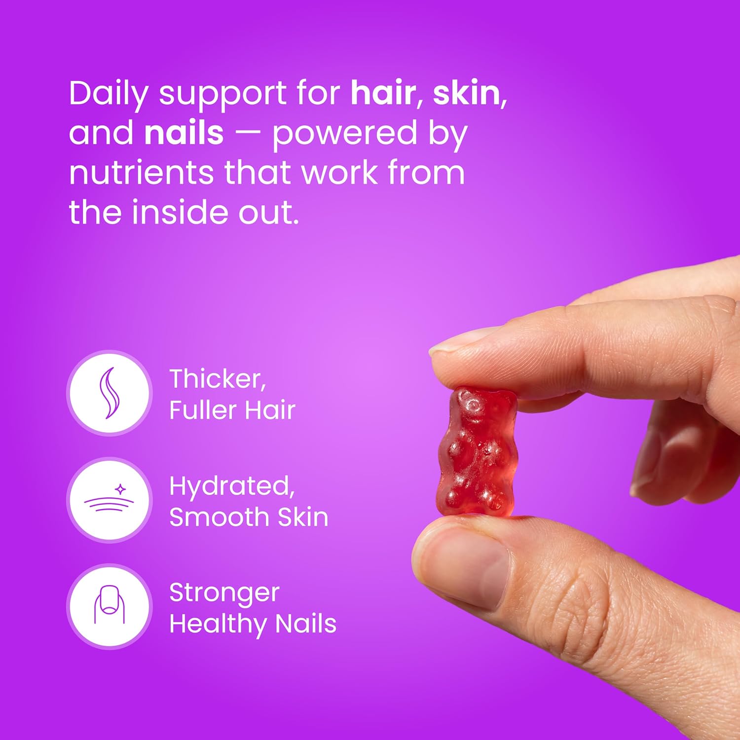 NutraChamps Biotin Gummies 5000mcg con Colágeno y Queratina - Gominolas para Cabello, Piel y Uñas - Pack de 2