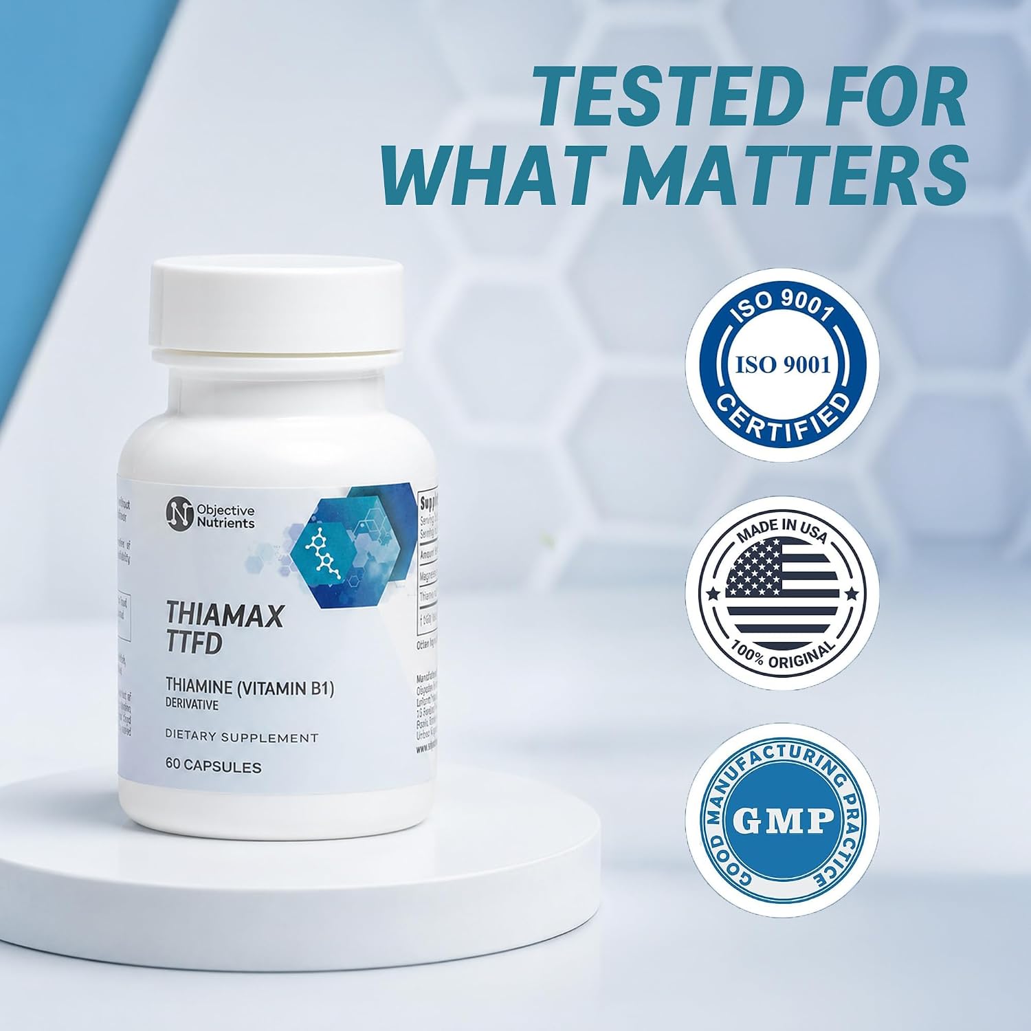 Objective Nutrients Thiamax TTFD Tiamina B1 100mg con Magnesio - 60 Cápsulas