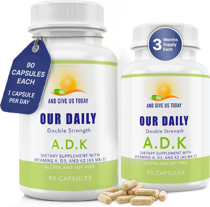 Daily Vites ADK - Vitamina A, D3 y K2 MK-7 - 5000 UI - 180 Cápsulas – Image 1