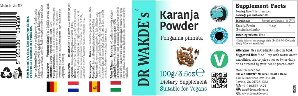 DR WAKDE's Karanj (Pongamia pinnata) en Polvo - 100g
