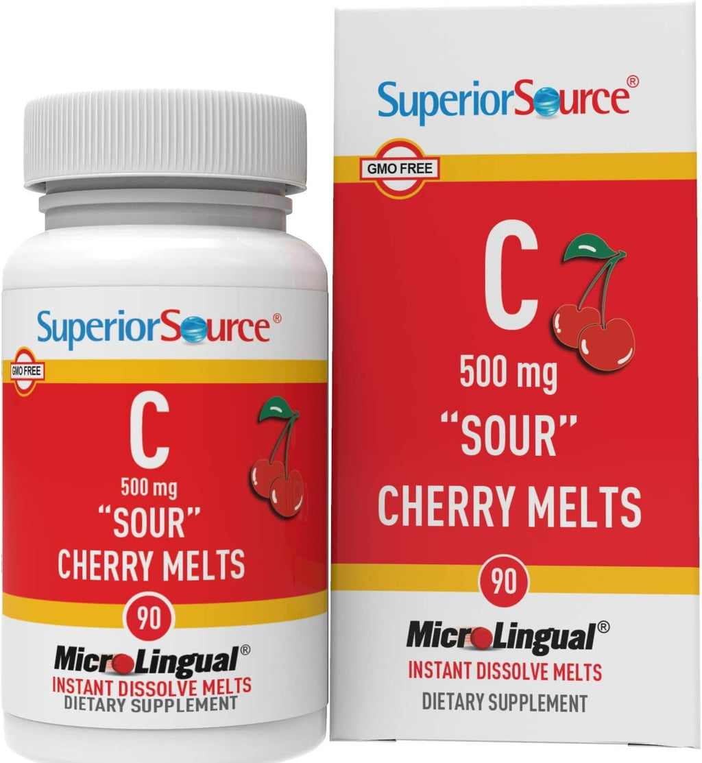 Vitamina C 500 mg Cereza Ácida Superior Source - Suplemento Vitamínico Diario que Apoya la Salud Inmunológica - Fórmula de Vitamina C que Contribuye a la Salud Celular - 90 Comprimidos Sublinguales Disolubles