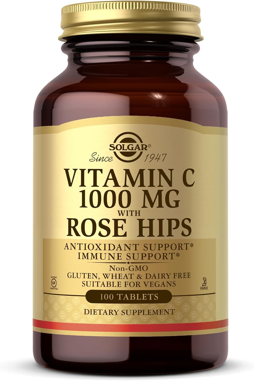 Solgar Vitamin C 1000 mg with Rose Hips - 100 Tablets - Antioxidant & Immune Support - Gluten Free, Vegan