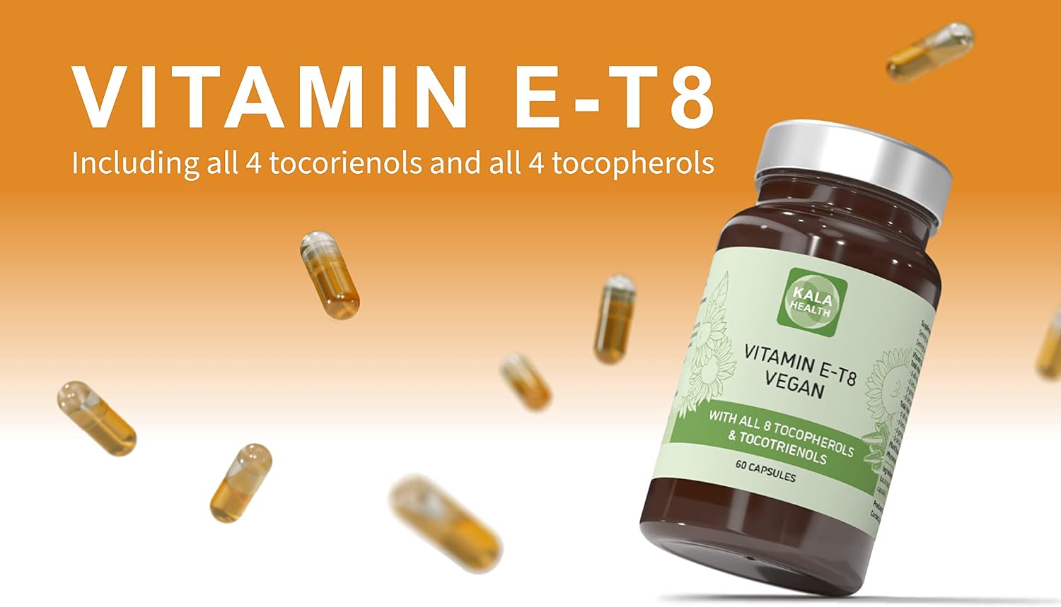 Fórmula Vegana Única con los 8 Tocoferoles y Tocotrienoles Vitamina E (60 Cápsulas) - Libre de PAH y Contaminantes