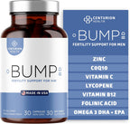 Centurion Health Bump BD - Suplemento de Fertilidad Masculina con Selenio, CoQ10, L-Metilfolato, DHA+EPA, 30 Cápsulas