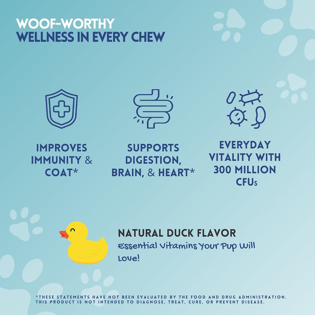 HERBION Pets Multivitamin Chews with Probiotics and Minerals - Duck Flavor