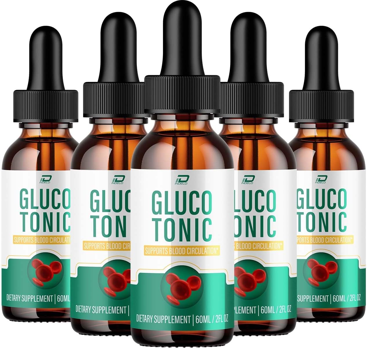 Gluco Tonic Drops Fórmula Saludable – Gotas Naturales (5 Pack – 5 Meses de Suministro)