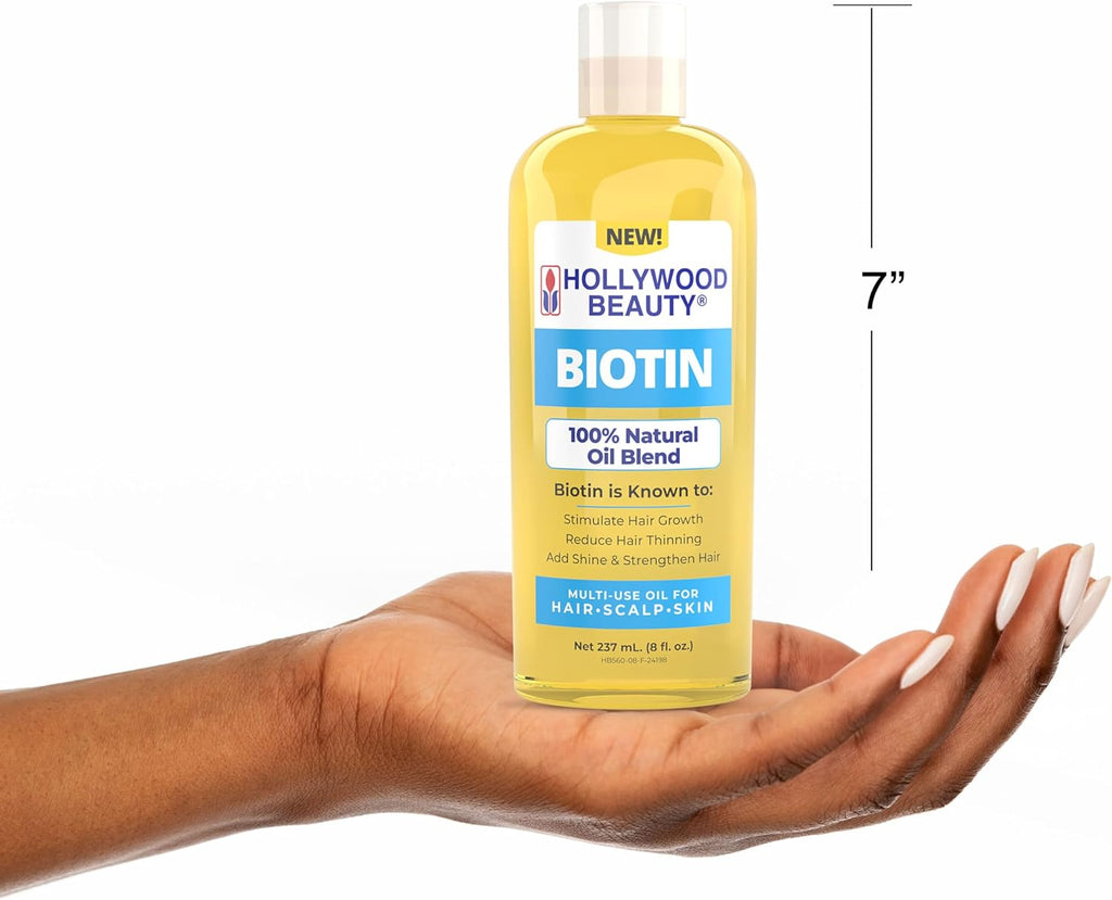 Aceite de Biotina Hollywood Beauty para Cabello, Cuero Cabelludo y Piel (237 ml)