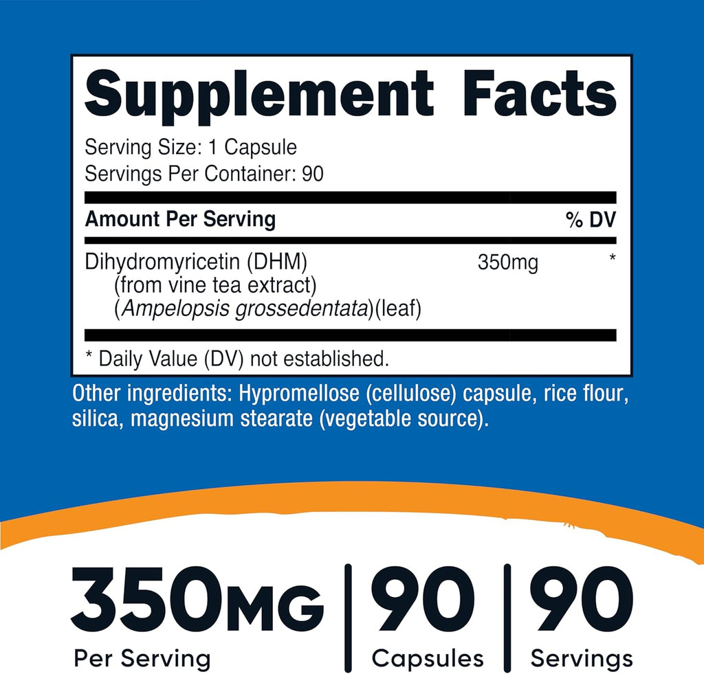 Nutricost Dihydromyricetin (DHM) Cápsulas 350mg, 90 cápsulas - Vegano, Sin Gluten