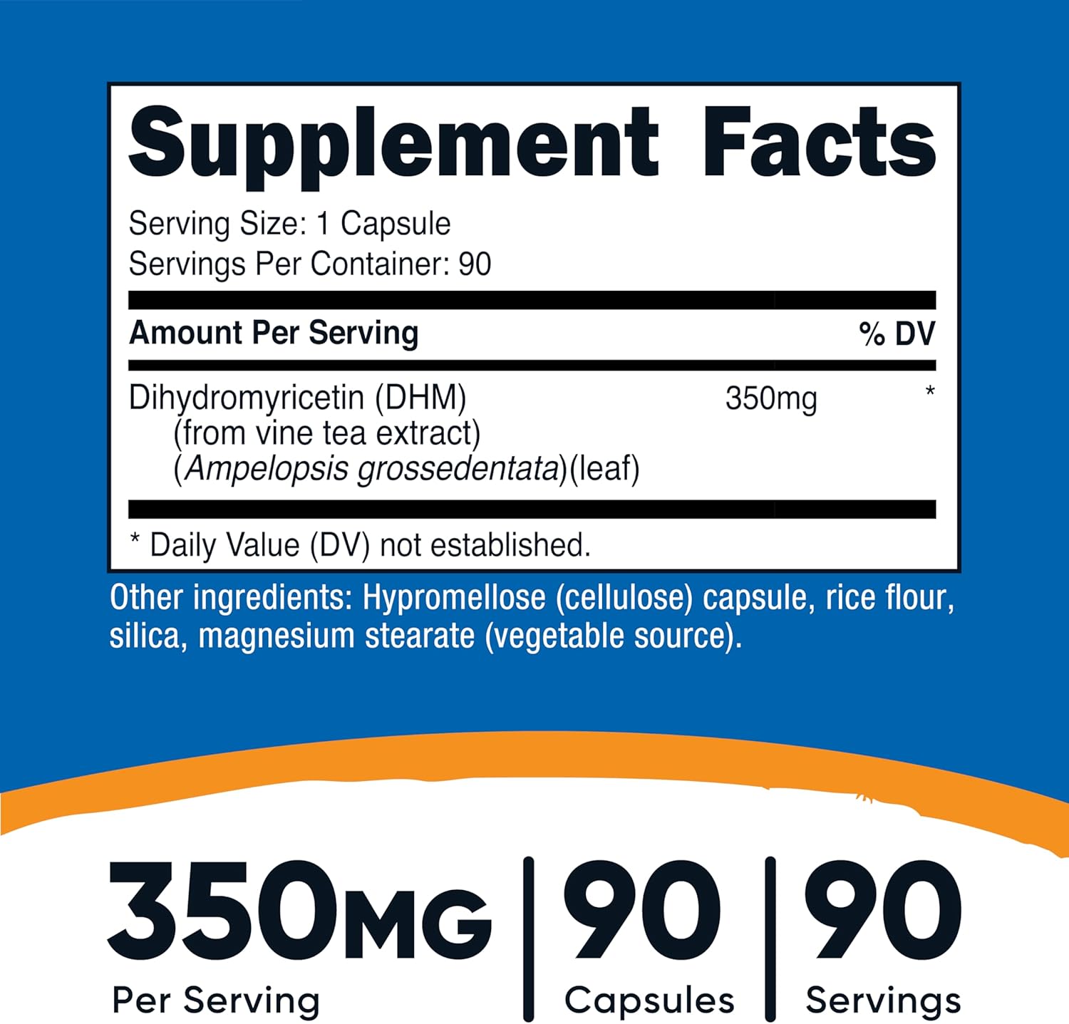 Nutricost Dihydromyricetin (DHM) Cápsulas 350mg, 90 cápsulas - Vegano, Sin Gluten