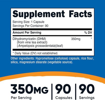 Nutricost Dihydromyricetin (DHM) Cápsulas 350mg, 90 cápsulas - Vegano, Sin Gluten – Image 2