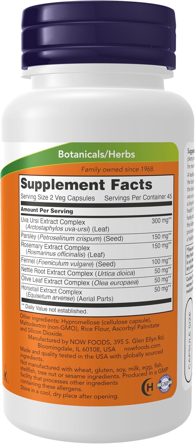 NOW Supplements, Kidney Cleanse with Uva Ursi, Parsley, Fennel and Horsetail, 90 Veg Capsules