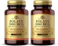 Solgar Folato 1000 mcg - 120 Comprimidos, Pack de 2 - 1000 mcg Metafolina Bioactiva - Vegano, Sin Gluten, Sin Lácteos, Kosher - 240 Dosis Totales