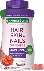 Nature's Bounty Gominolas Advanced Hair, Skin and Nails con Biotina 6000 mcg, 200 uds