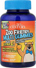 21st Century Zoo Friends Multi Gomitas Plus Extra C, 60 Gomitas Sabor Frutas