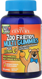 21st Century Zoo Friends Multi Gomitas Plus Extra C, 60 Gomitas Sabor Frutas