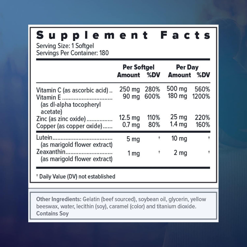 Focus Select AREDS2 – Complemento Ocular Multivitamínico y Mineral, 180 Cápsulas Blandas