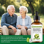 Herbal Goodness Graviola (Guanábana) Gotas Líquidas para el Apoyo Celular, Sistema Inmunitario y Salud Digestiva, Sin Azúcar, Sin Gluten, Sabor Natural, 60 ml