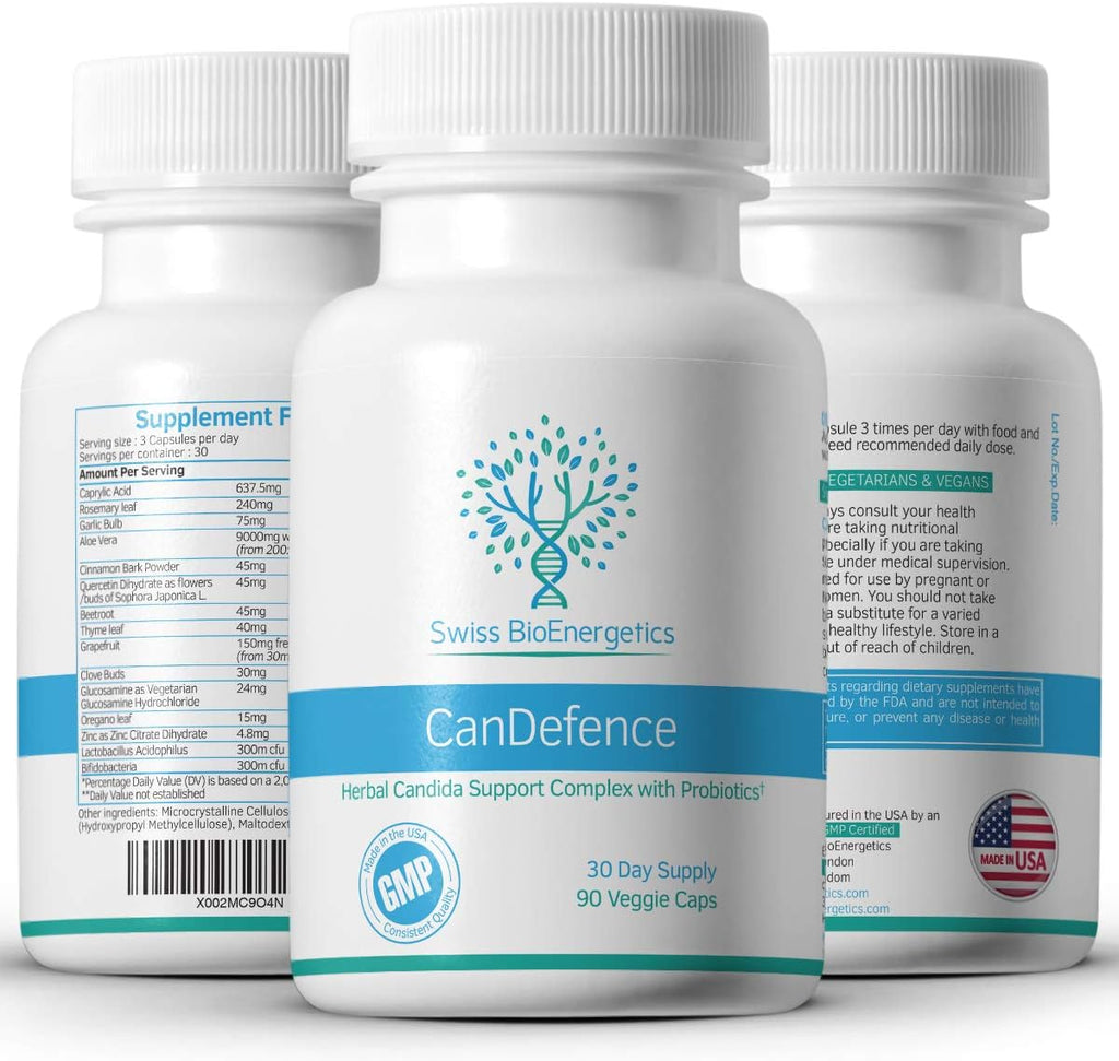 Swiss BioEnergetics CanDefence — Digestive Supplement with Herbs, Probiotics and Zinc — 90 Vegetarian Capsules