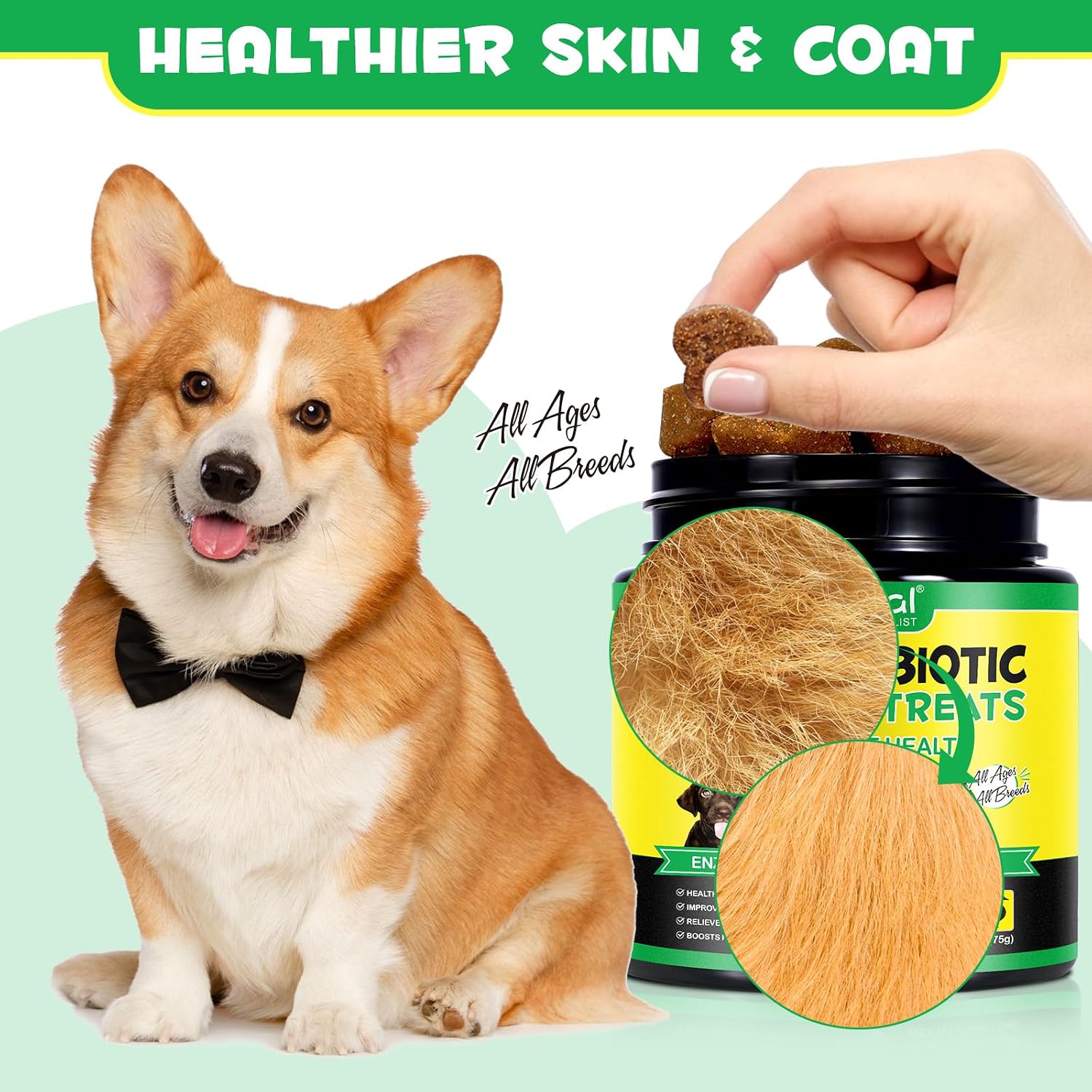 Probióticos para Perros (Pato, 30 Masticables) con Enzimas Digestivas