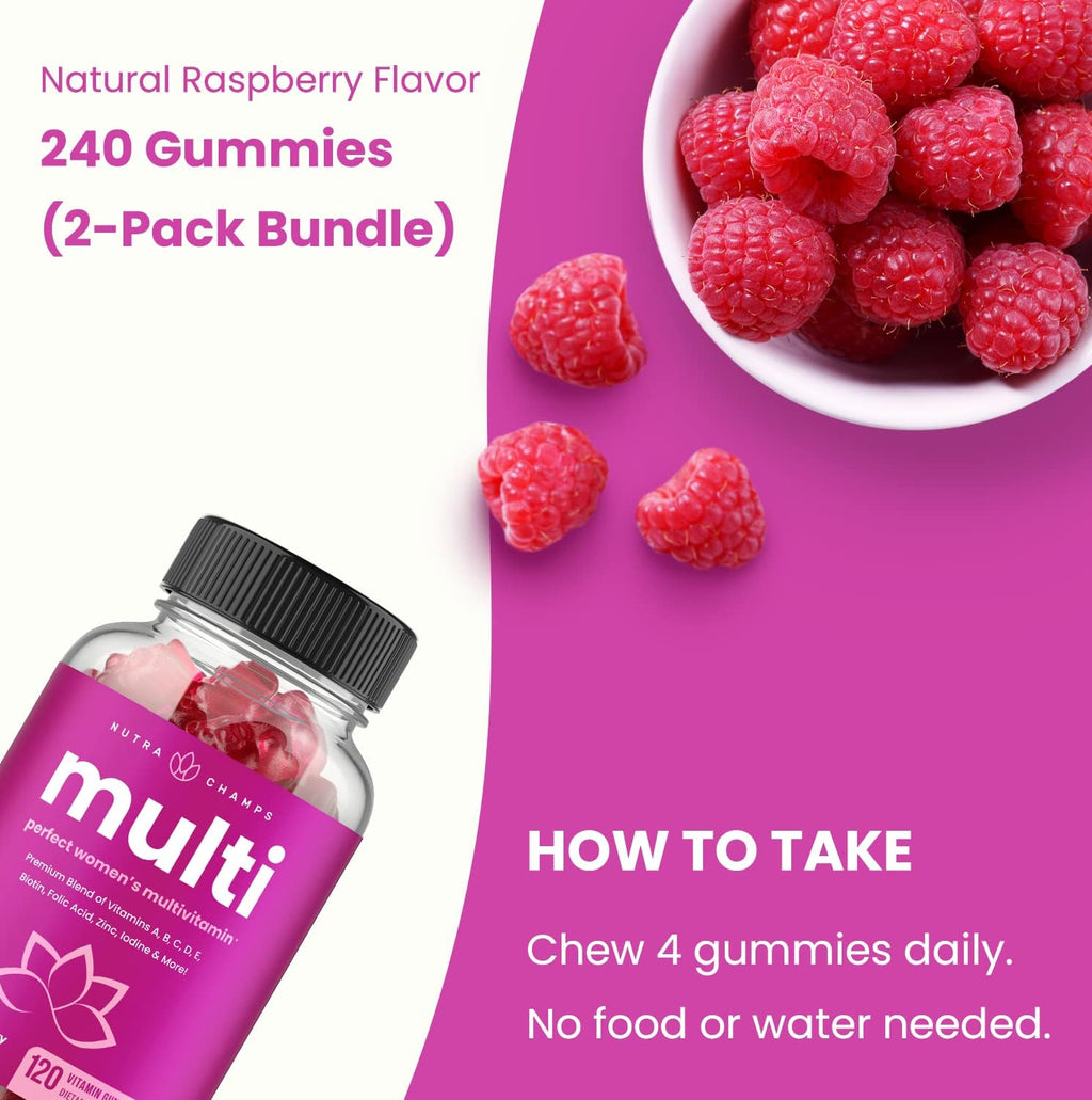 NutraChamps Multivitamínico para Mujeres, 240 Gominolas (Pack de 2)