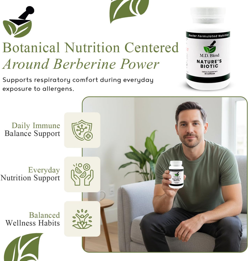 Nature's Biotic Berberine con Complejo de Orégano, Ajo, Vitaminas C y B6, Magnesio y Zinc, 90 Cápsulas