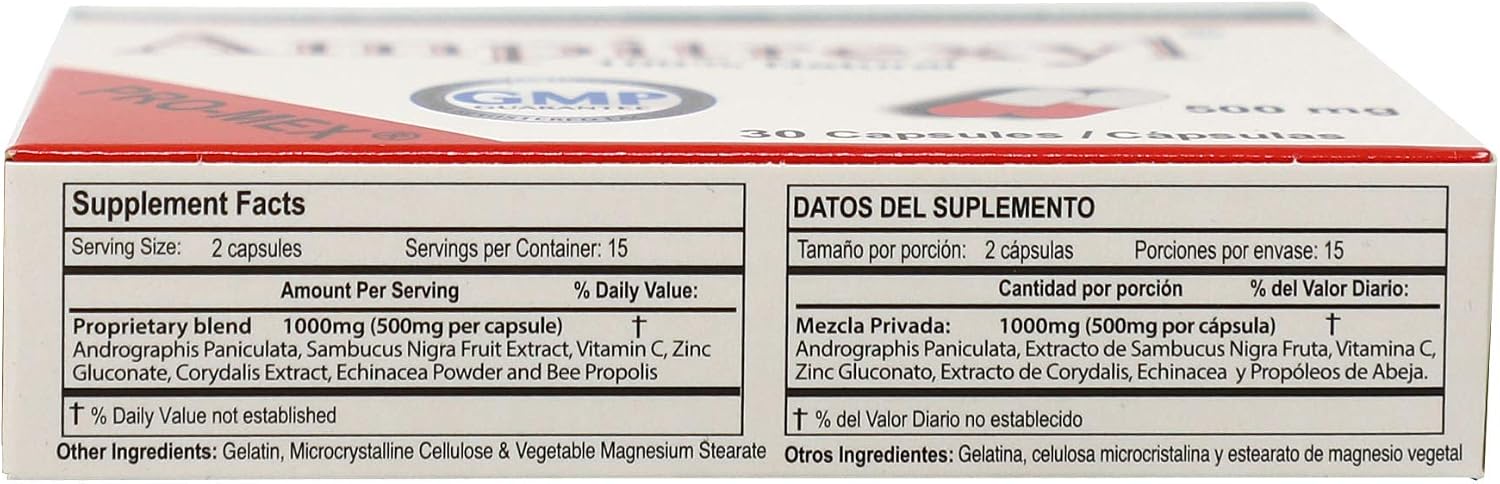 Ampitrexyl Fórmula 100% Natural - Vitamina C y Zinc - 30 Cápsulas - 500 mg