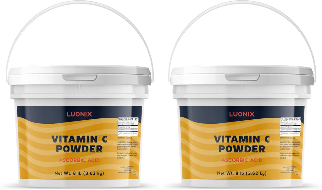 Luonix Vitamina C en Polvo, Cubo de 1 Galón, Ácido Ascórbico, Suplemento