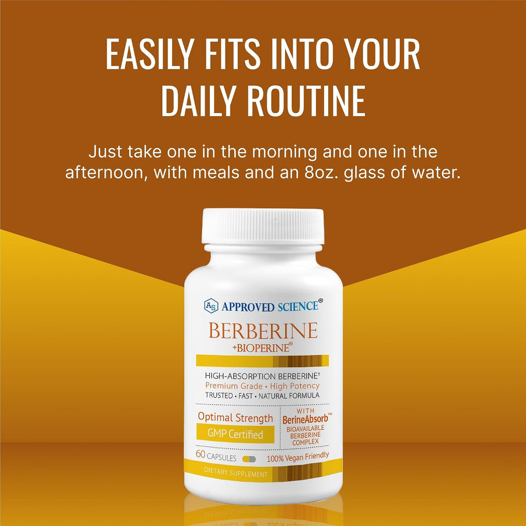 Approved Science Berberina 1000mg - Alta Absorción con BioPerine - 360 Cápsulas - 6 Meses - Vegano
