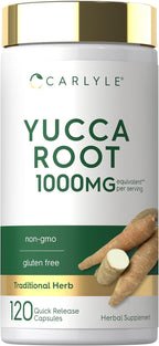 Carlyle Extracto de Raíz de Yuca | 120 Cápsulas | Suplemento Herbal | No GMO y Sin Gluten