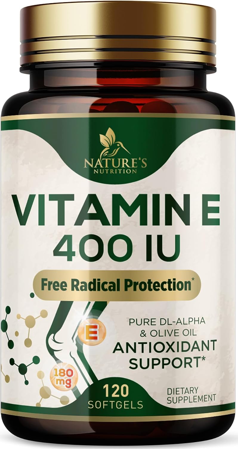 Vitamina E 180mg por Dosis - DL-Alfa Tocoferol - 60 Softgels