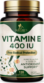 Vitamina E 180mg con dl-Alfa Tocoferol - Suplemento Antioxidante para la Piel, Corazón y Sistema Inmunitario - 120 Cápsulas Blandas