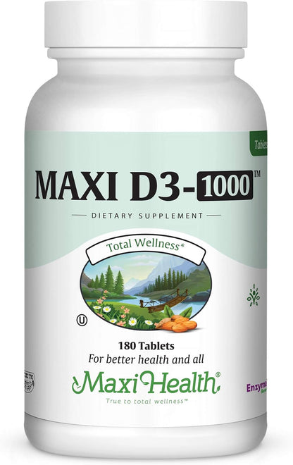 Maxi Health Vitamina D3 1000 UI - 180 – La absorción y utilización normal del calcio y del fósforo. – Image 1