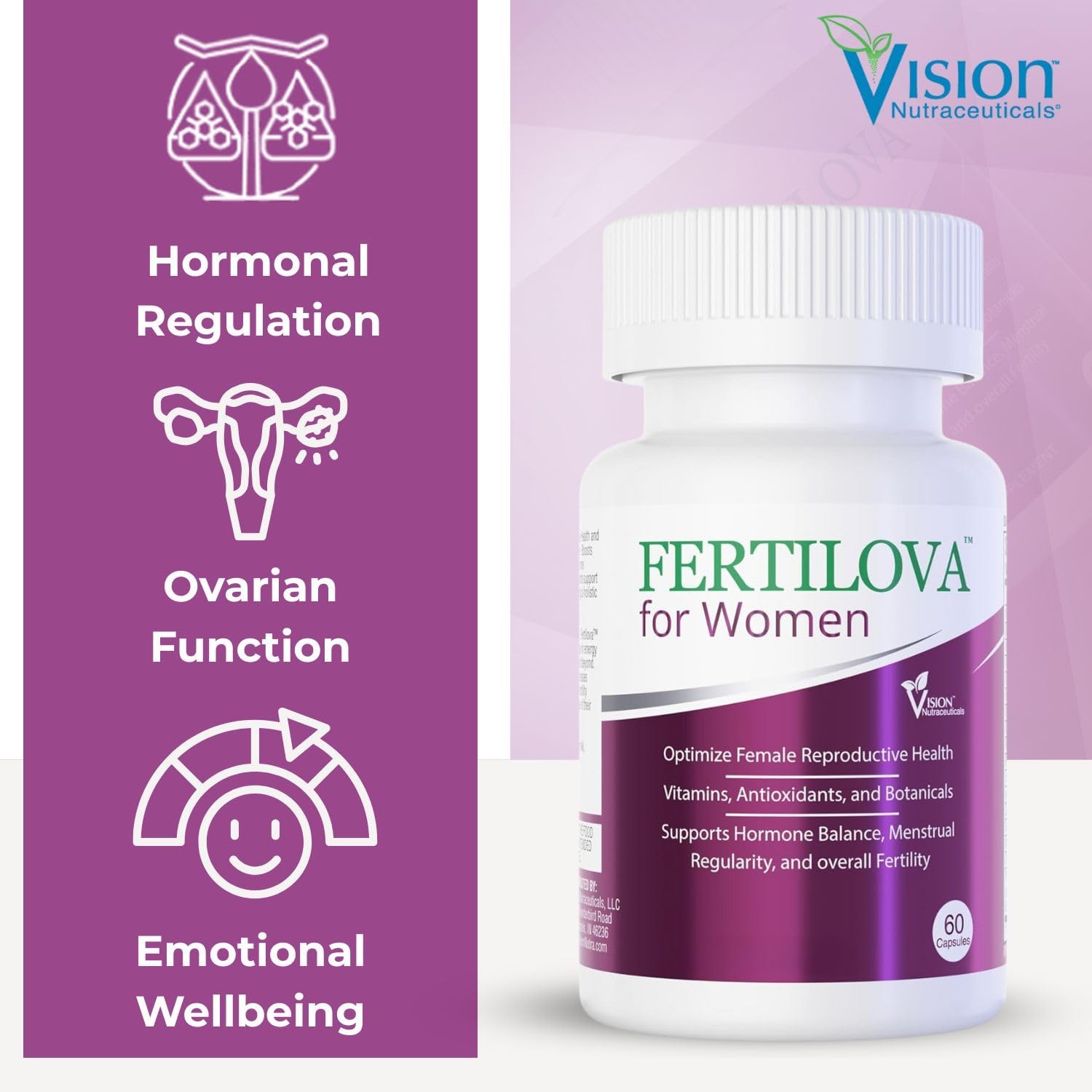 Fertilova - Complemento de Fertilidad para Mujer | 2 Meses de Suministro | 60 Cápsulas Veganas