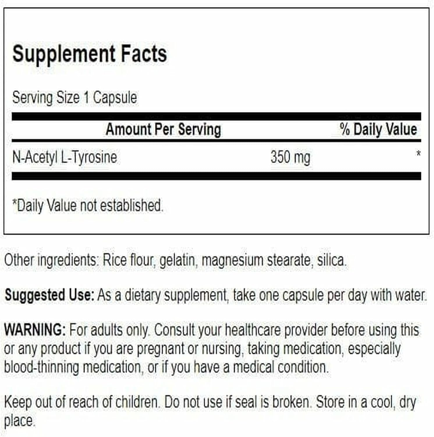 Swanson N-Acetil L-Tirosina 350 mg - 60 Cápsulas