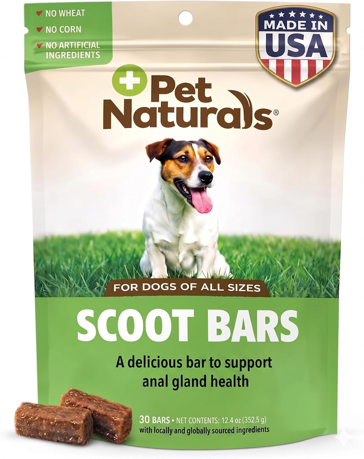 Pet Naturals Scoot Bars, Suplemento de Fibra para Perros, Calabaza y Extracto de Alerce, Apoyo para Glándulas Anales, Heces Firmes, Barritas Sabor Pato, 30 Unidades