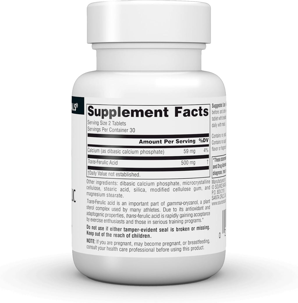 Source Naturals Athletic Series, Ácido Ferúlico Trans, 250 mg, 60 Comprimidos