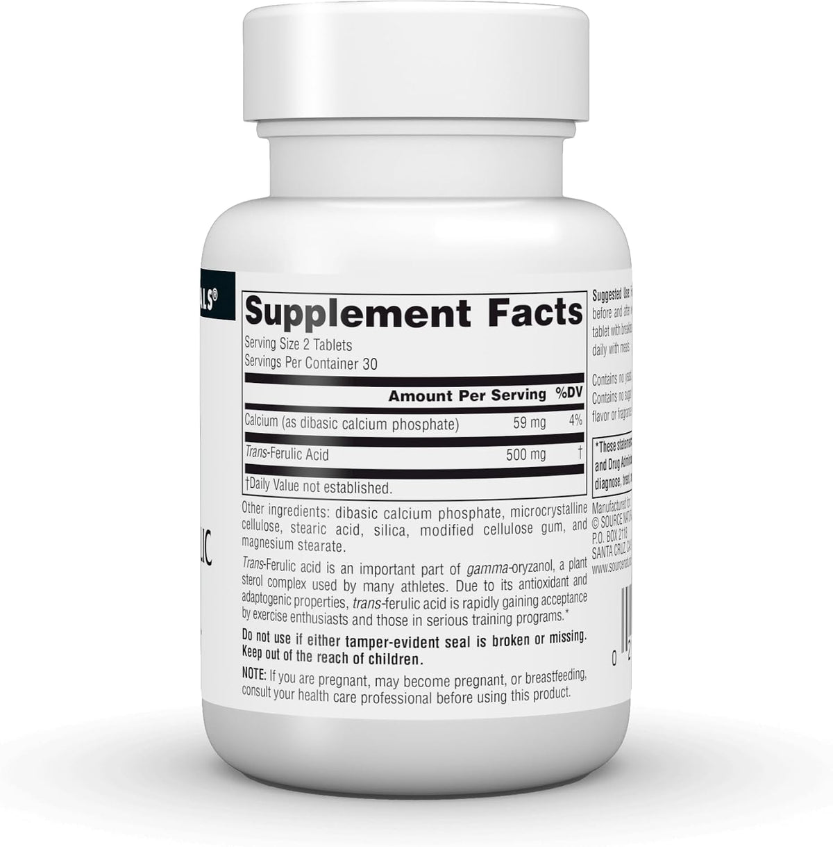 Source Naturals Athletic Series, Ácido Ferúlico Trans, 250 mg, 60 Comprimidos – Image 3