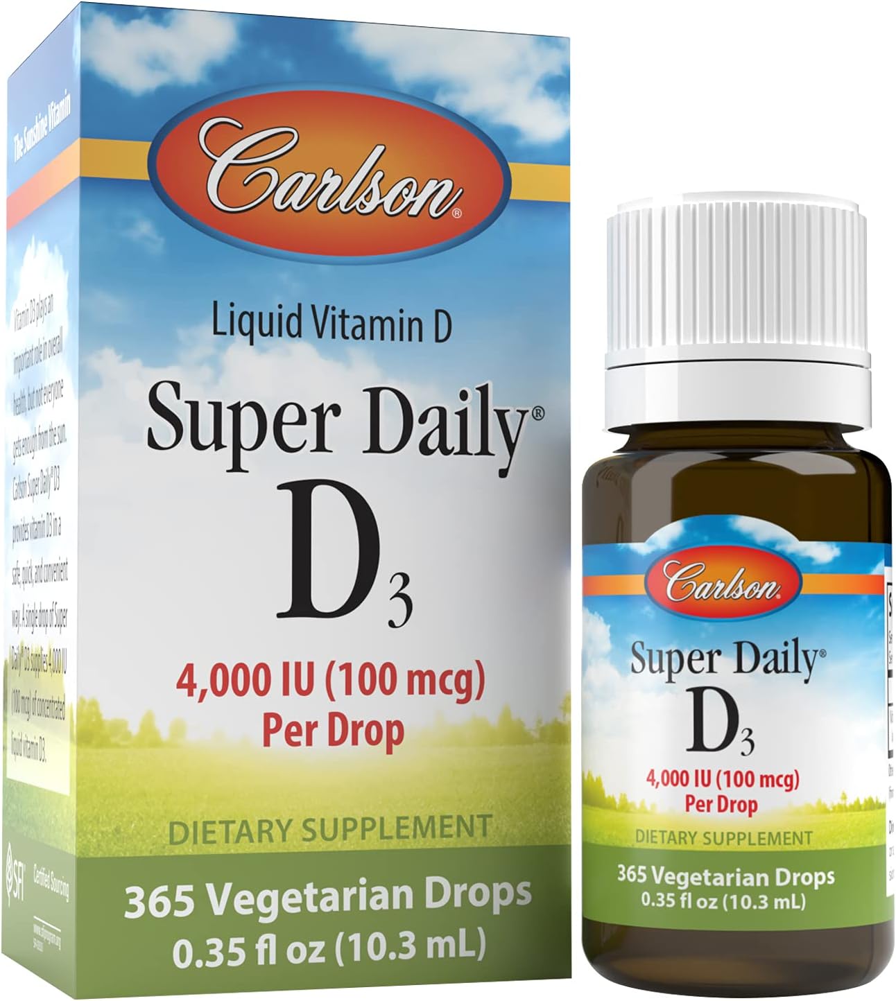 Carlson Super Daily D3 4,000 UI (100 mcg), 365 Drops, Unflavored