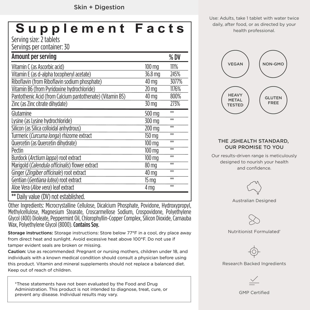 JSHealth Vitamins Skin and Digestion Formula – El funcionamiento normal del sistema inmunitario. – Image 9