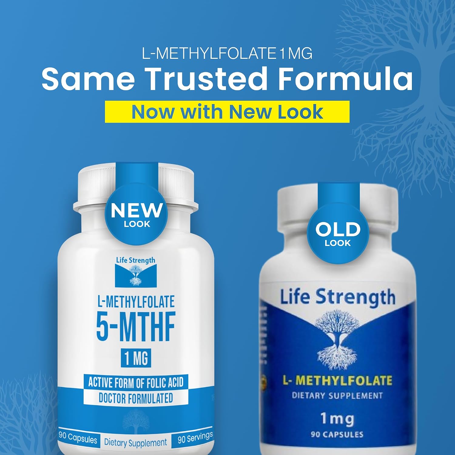 LifeStrength L-Metilfolato 1mg | 180 Cápsulas | Metilfolato Bioactivo 5-MTHF | Vegano, Sin Gluten