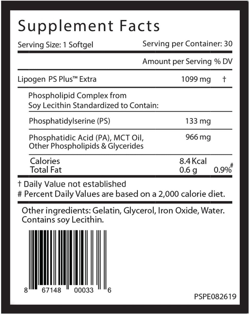 Lipogen PS Plus Extra – Suplemento Cerebral con Fosfatidilserina 133mg – Memoria y Enfoque – 60 Cápsulas (Pack de 2)