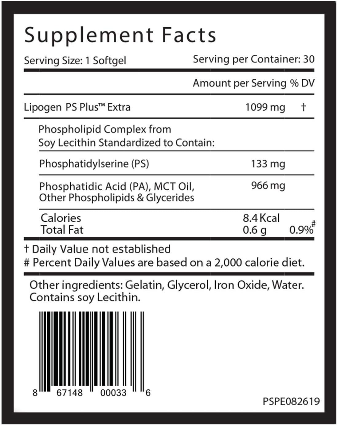 Lipogen PS Plus Extra – Suplemento Cerebral con Fosfatidilserina 133mg – Memoria y Enfoque – 60 Cápsulas (Pack de 2)