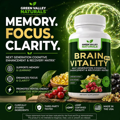 GREEN VALLEY NATURALS Brain Vitality Plus™ – – Bacopa Monnieri (BacMind®): Esta hierba medicinal se ha utilizado – Image 2