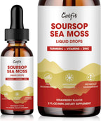 Catfit Soursop Graviola Liquid Drop – Gotas Líquidas de Guanábana con Musgo Marino, Cúrcuma y Zinc, Sabor Fresa, 60 ml