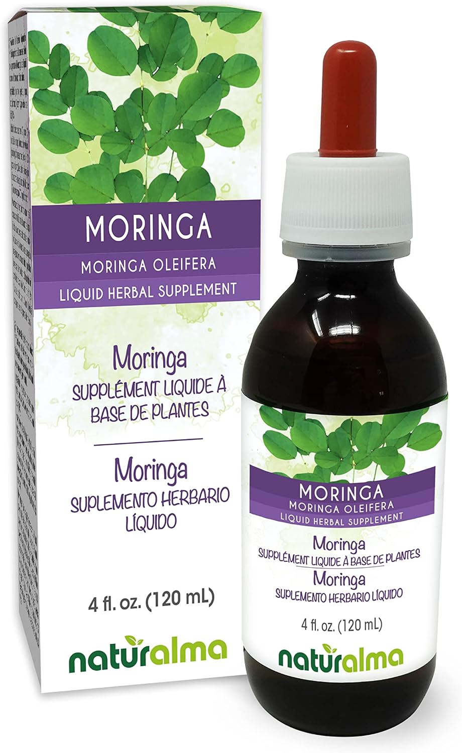 Naturalma Moringa (Moringa oleifera o Moringa aptera) - Tintura sin Alcohol - 118 ml - Extracto Líquido en Gotas - Vegano