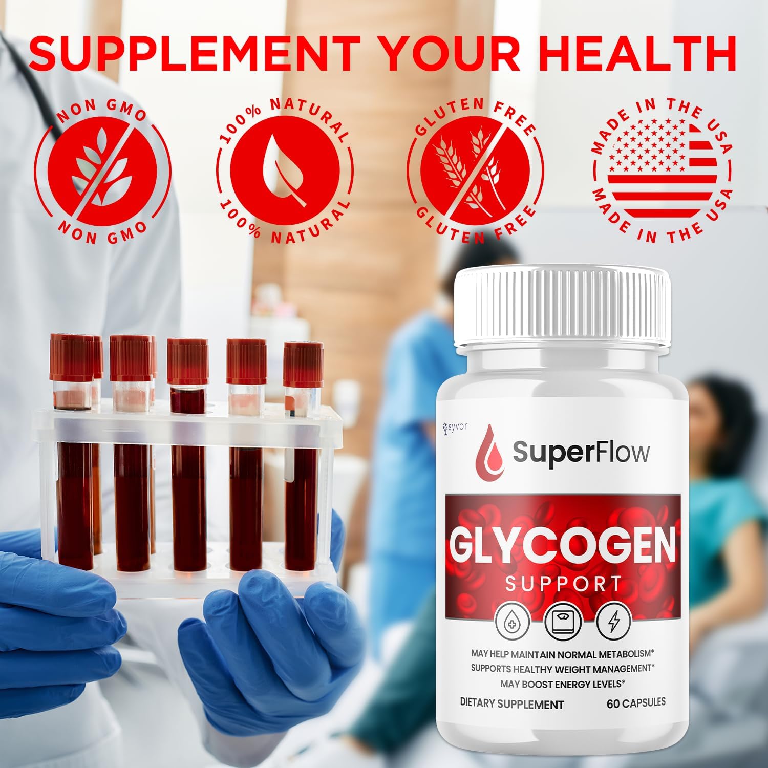 Super Flow Glycogen Support, Fórmula Avanzada Glyco Optimizer - 180 Cápsulas (Pack de 3)