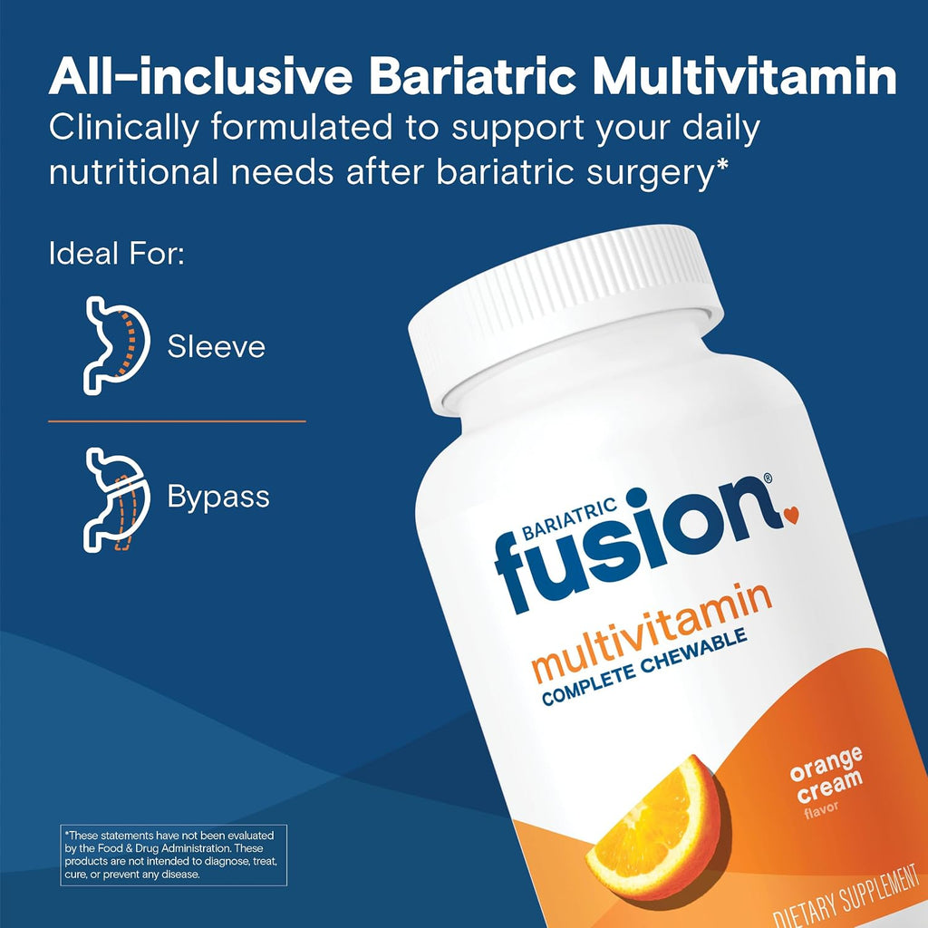 Bariatric Fusion Multivitamínico Masticable con Hierro Sabor Crema de Naranja - 120 Comprimidos