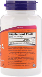 Now Foods Vitamina A, 25.000 UI a partir de Aceite de Hígado de Pescado, 250 Cápsulas Blandas (Paquete de 2)