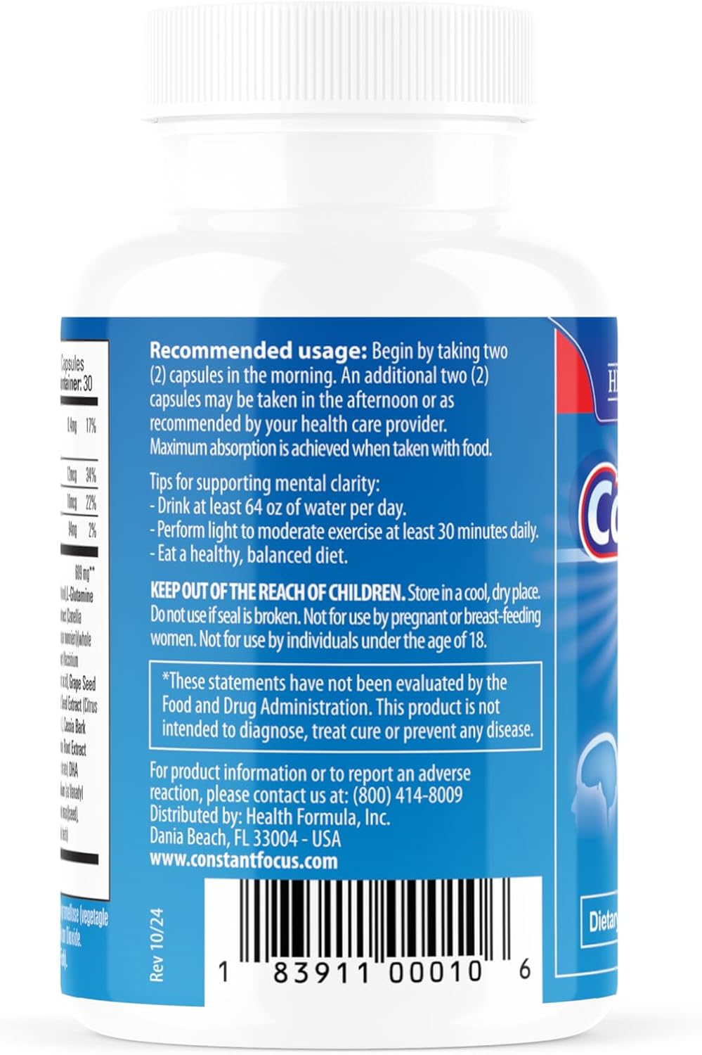 Constant Focus Brain Booster – Complemento Natural para la Salud Cerebral, Enfoque y Concentración (60 Comprimidos)